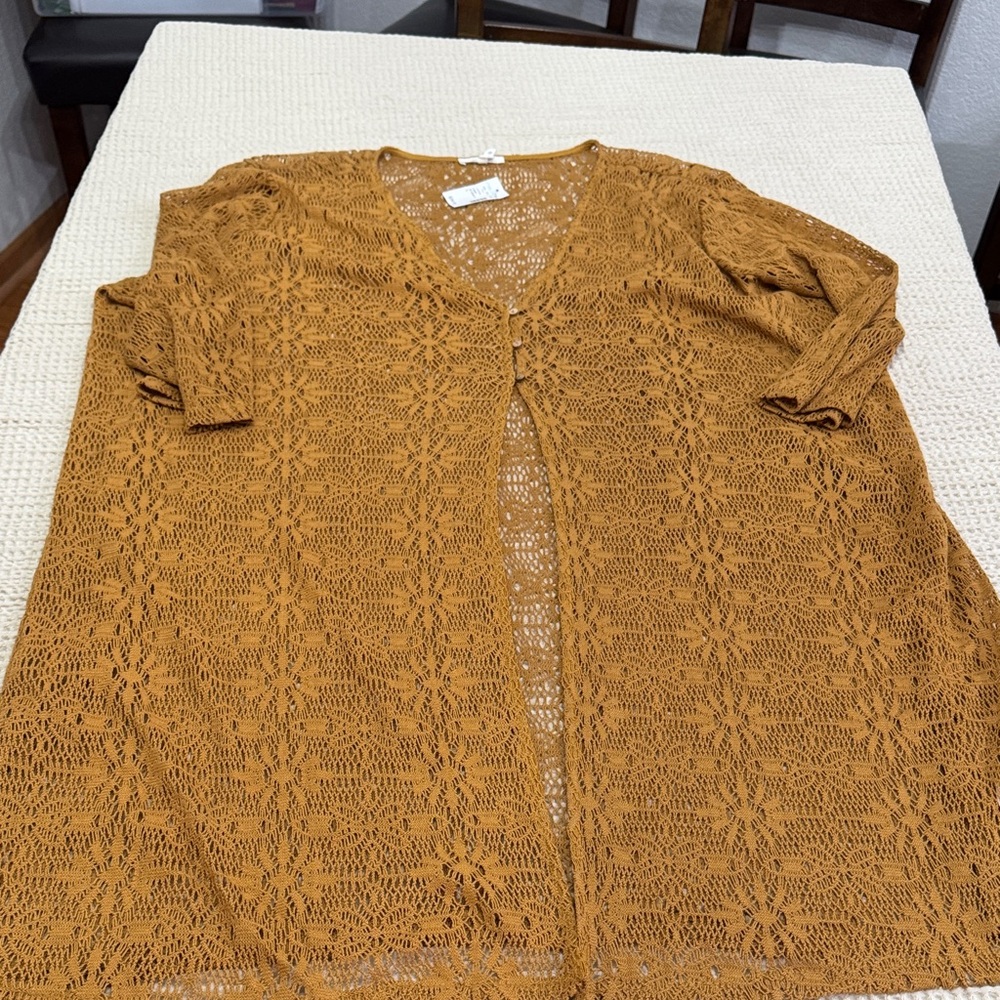 Womens Plus Size Maurices Mustard Open-Front Cardigan